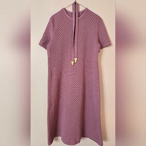 Vintage Purple Knee Length Dress Euromotte‎ Tricot D'or, Short Sleeve